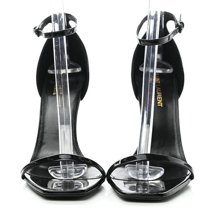 Saint Laurent Patent Calfskin Opyum 110 Sandals 38.5 Black Gold 2 of 8