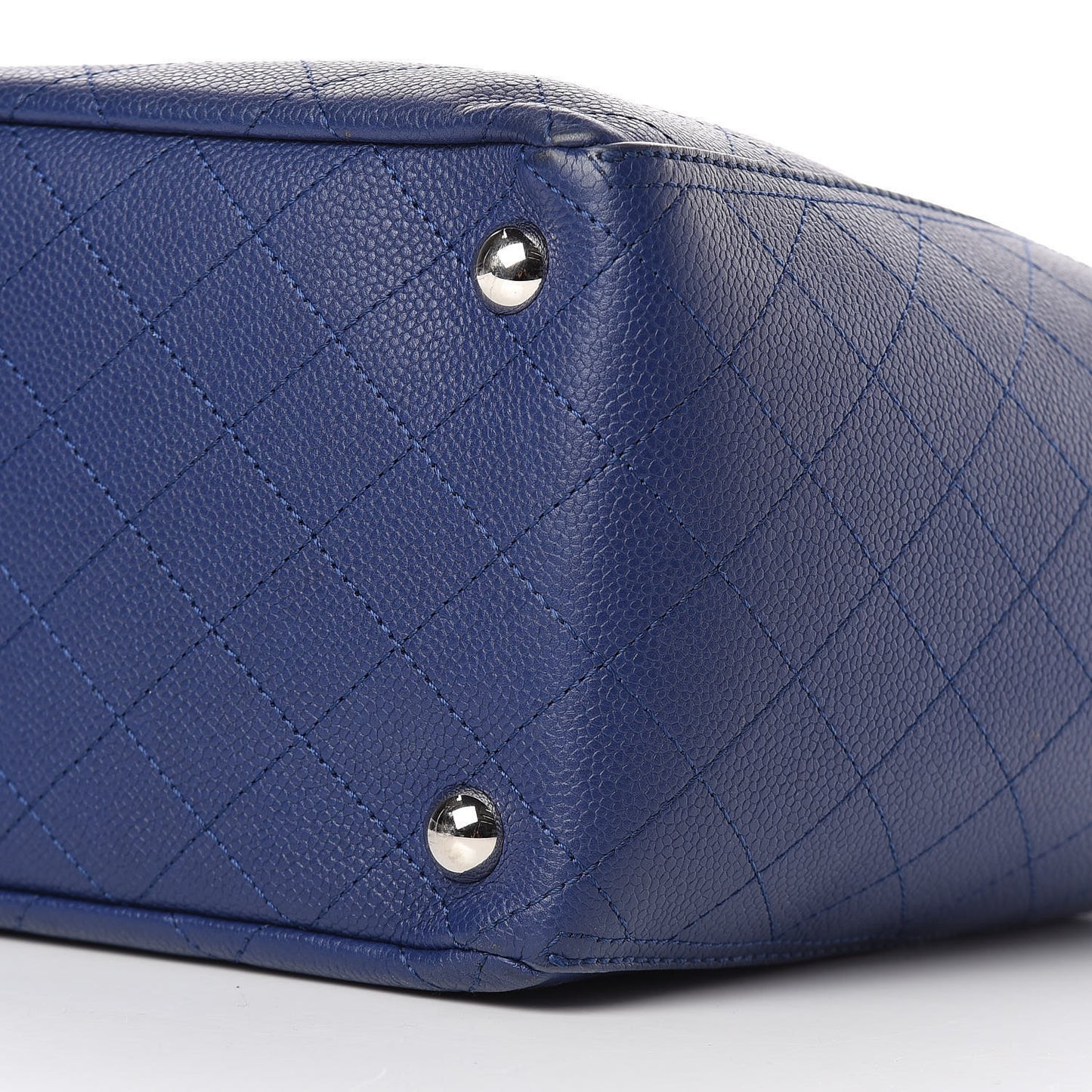 Grained Calfskin Small CC Pocket Tote Blue