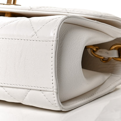Chanel Crumpled Lambskin Quilted Mini CC Links Top Handle Flap White 10 of 11