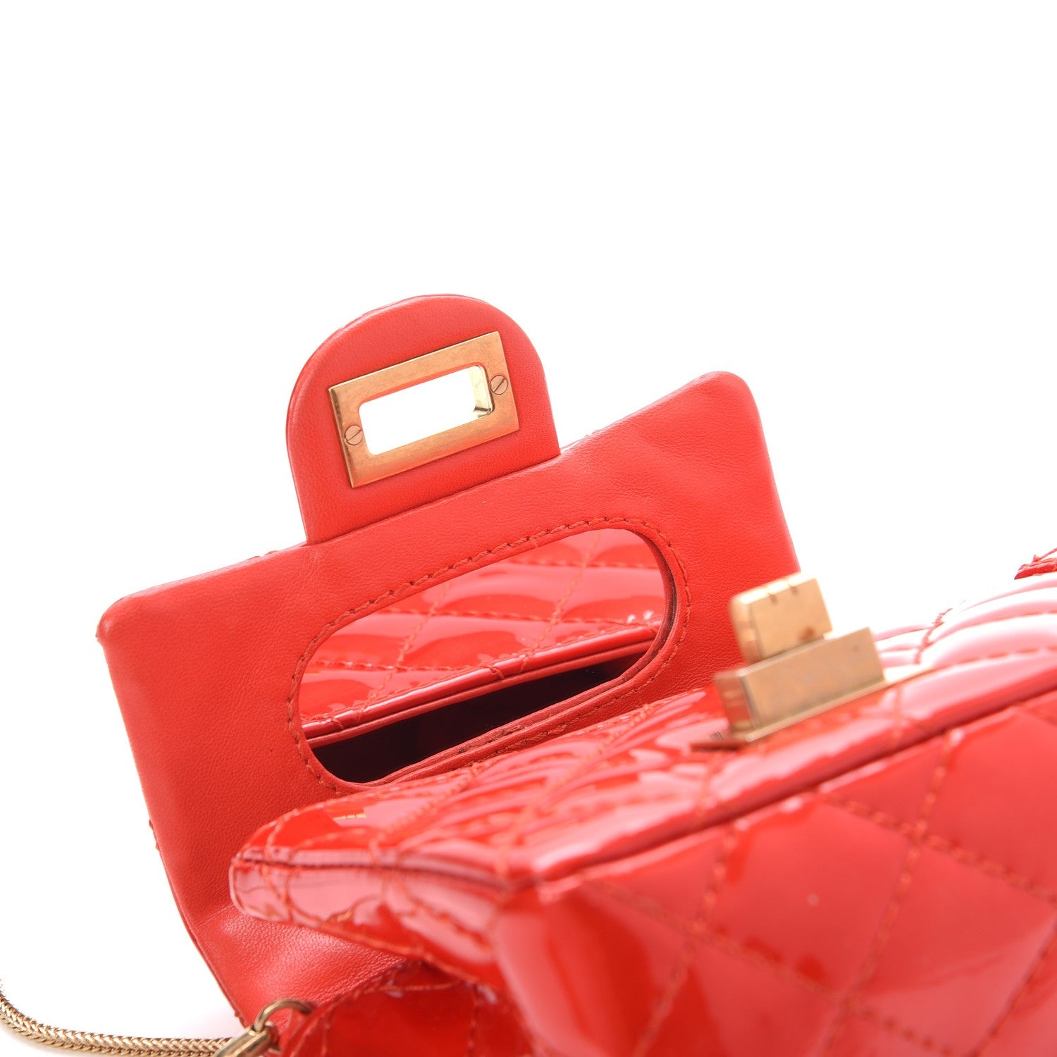 Chanel Patent Quilted Reissue Flap Clutch Red 8 of 8