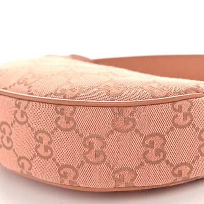 Gucci GG Supreme Monogram Textured Calfskin Web Mini Ophidia Half Moon Hobo Rose Pink 10 of 10