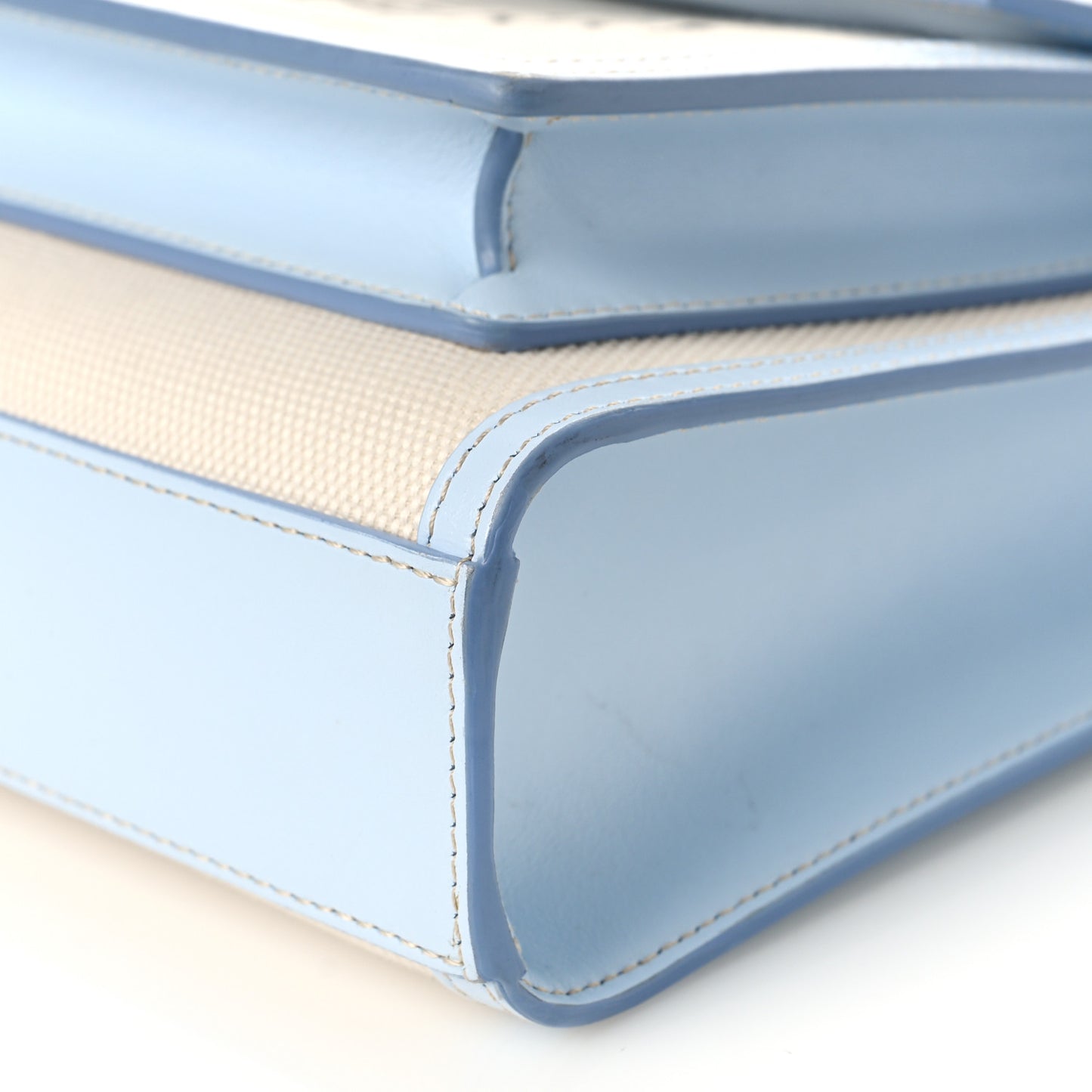 Canvas Smooth Calfskin Two Tone Mini Pocket Bag Natural Pale Blue