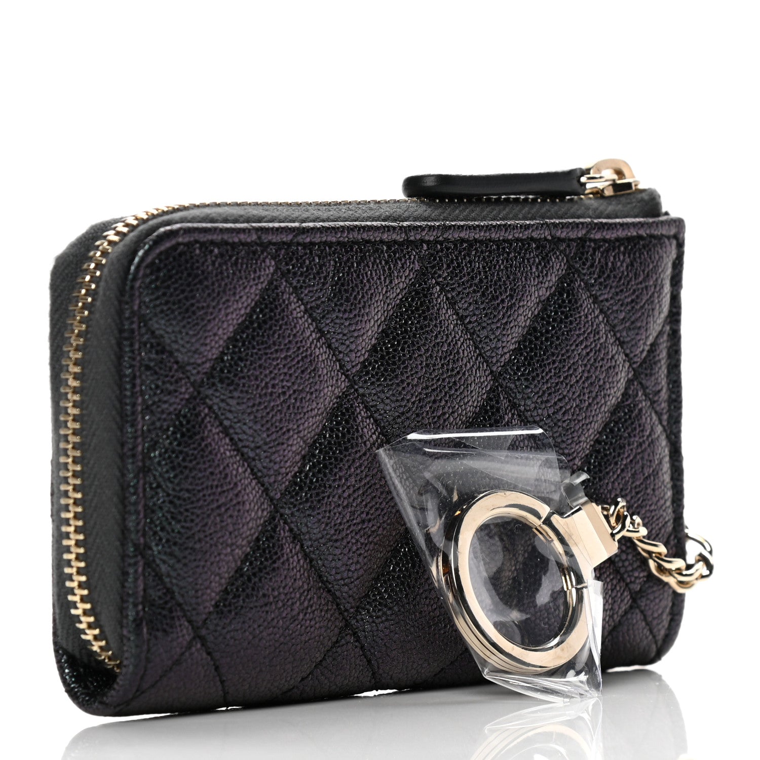 Chanel Iridescent Caviar Quilted Key Holder Case Black 3 of 7