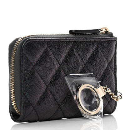 Chanel Iridescent Caviar Quilted Key Holder Case Black 3 of 7
