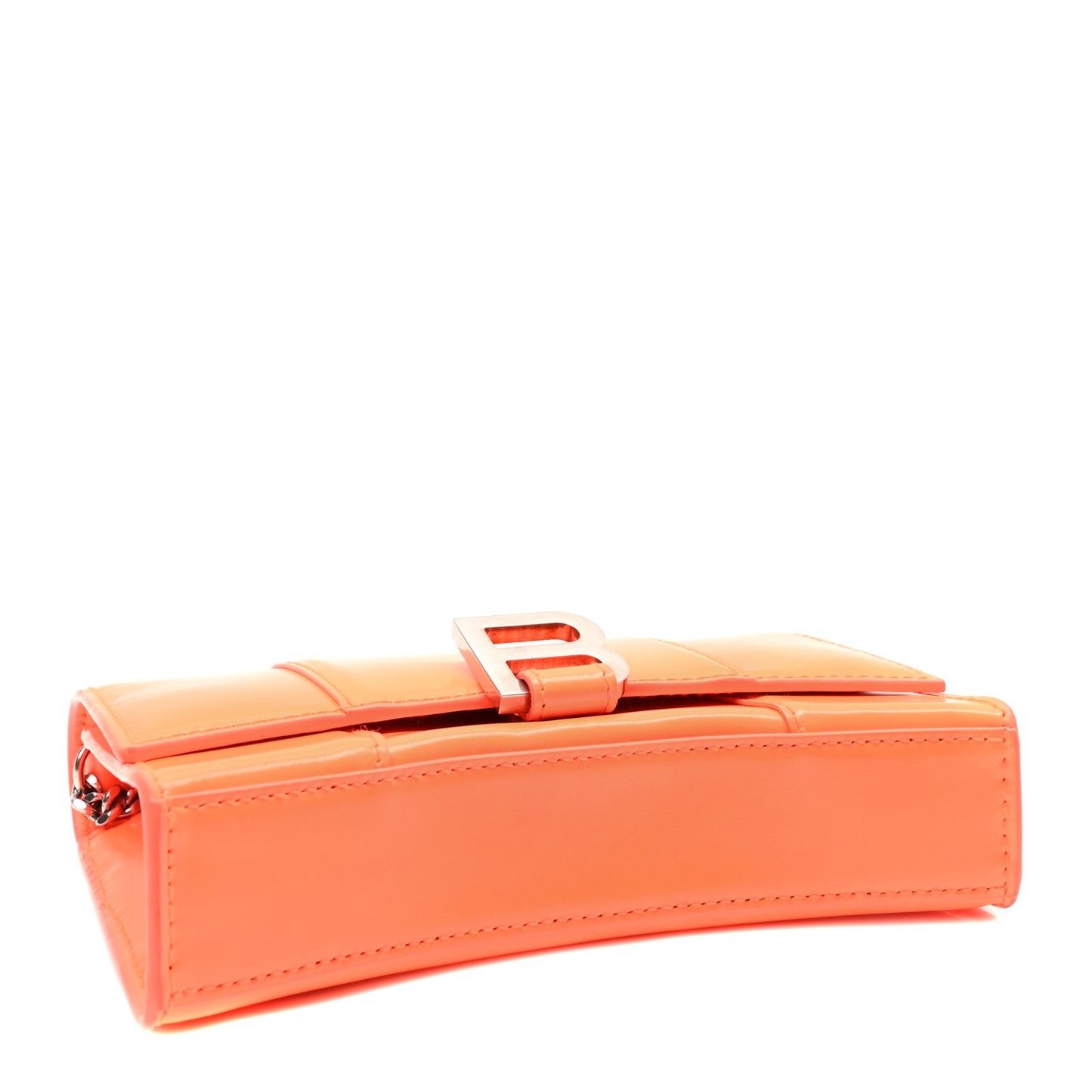 Shiny Box Calfskin Hourglass Chain Bag Fluo Orange