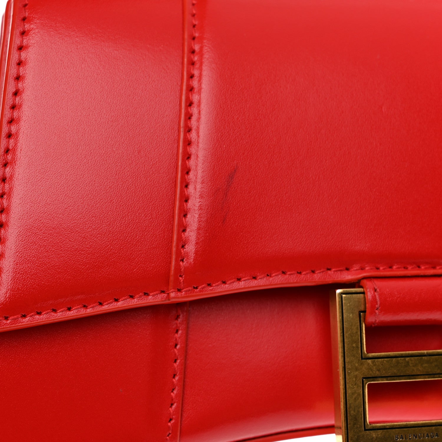 Balenciaga Shiny Box Calfskin Hourglass Top Handle Bag XS Bright Red 11 of 11
