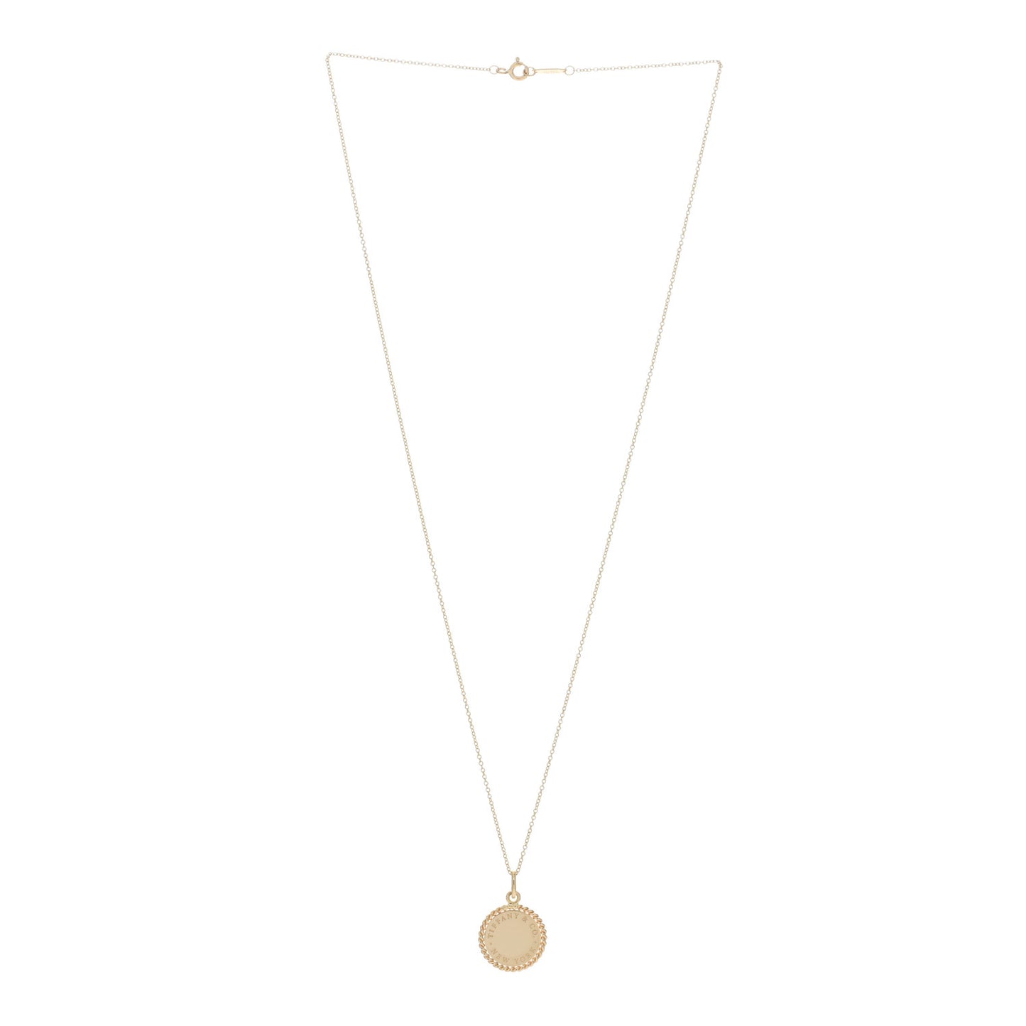 18K Yellow Gold Twist Round Charm Necklace