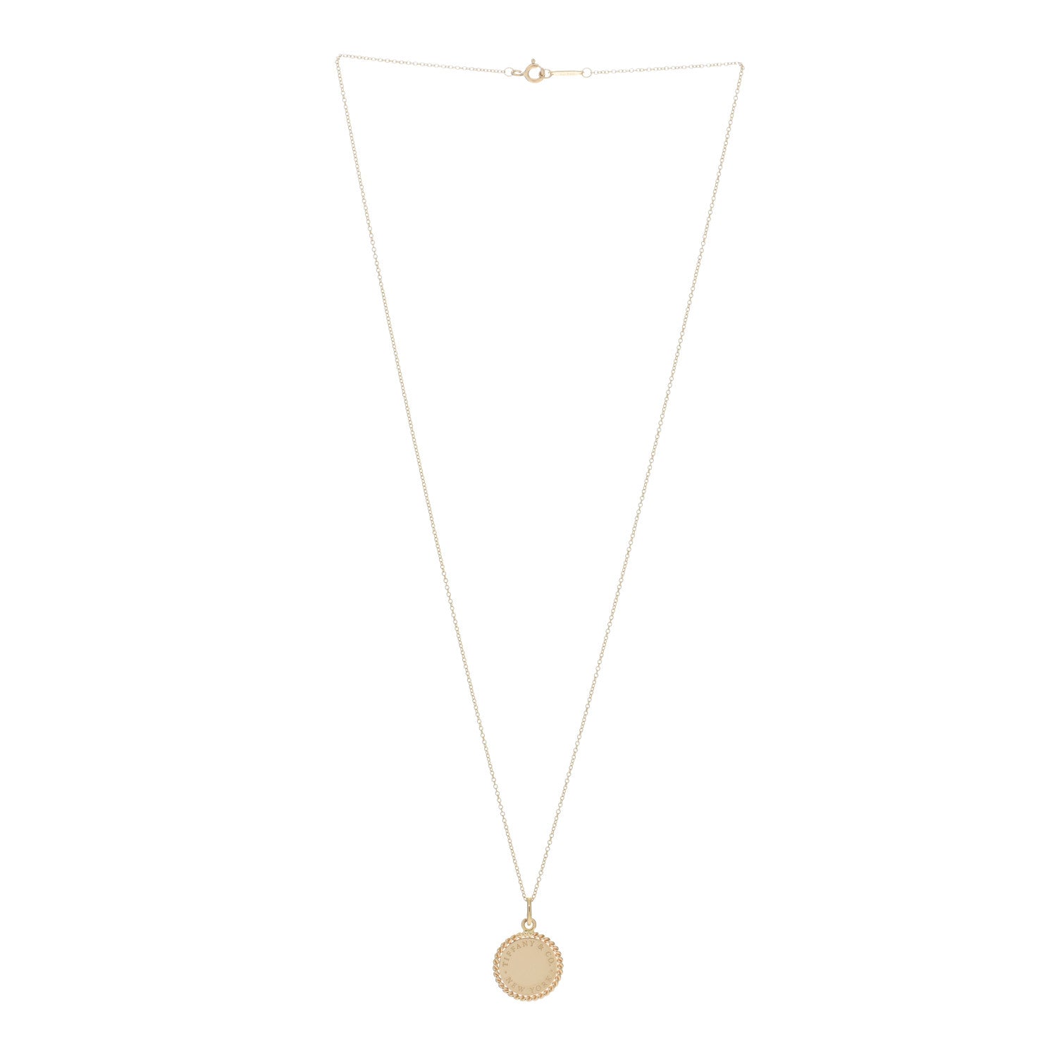 Tiffany 18K Yellow Gold Twist Round Charm Necklace 2 of 5