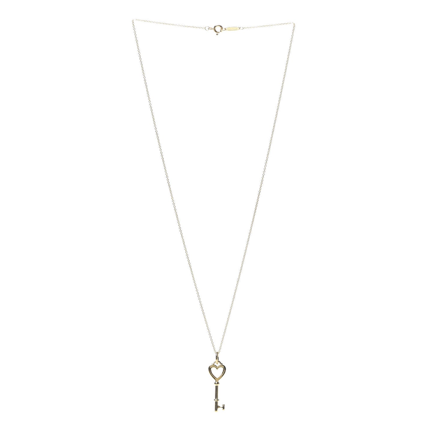 18K Yellow Gold Mini Heart Key Pendant Necklace