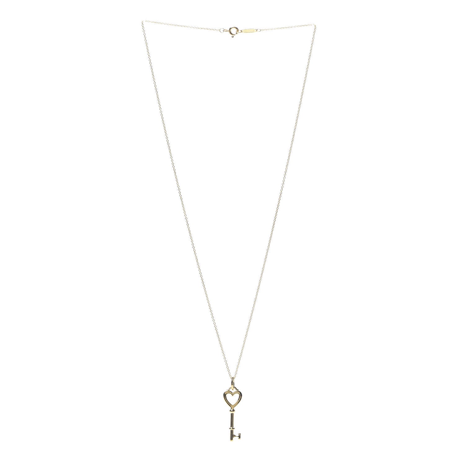 Tiffany 18K Yellow Gold Mini Heart Key Pendant Necklace 3 of 5