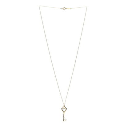 Tiffany 18K Yellow Gold Mini Heart Key Pendant Necklace 3 of 5
