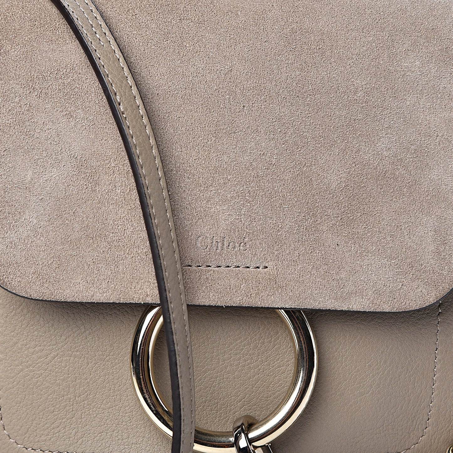 Suede Calfskin Small Faye Backpack Motty Grey