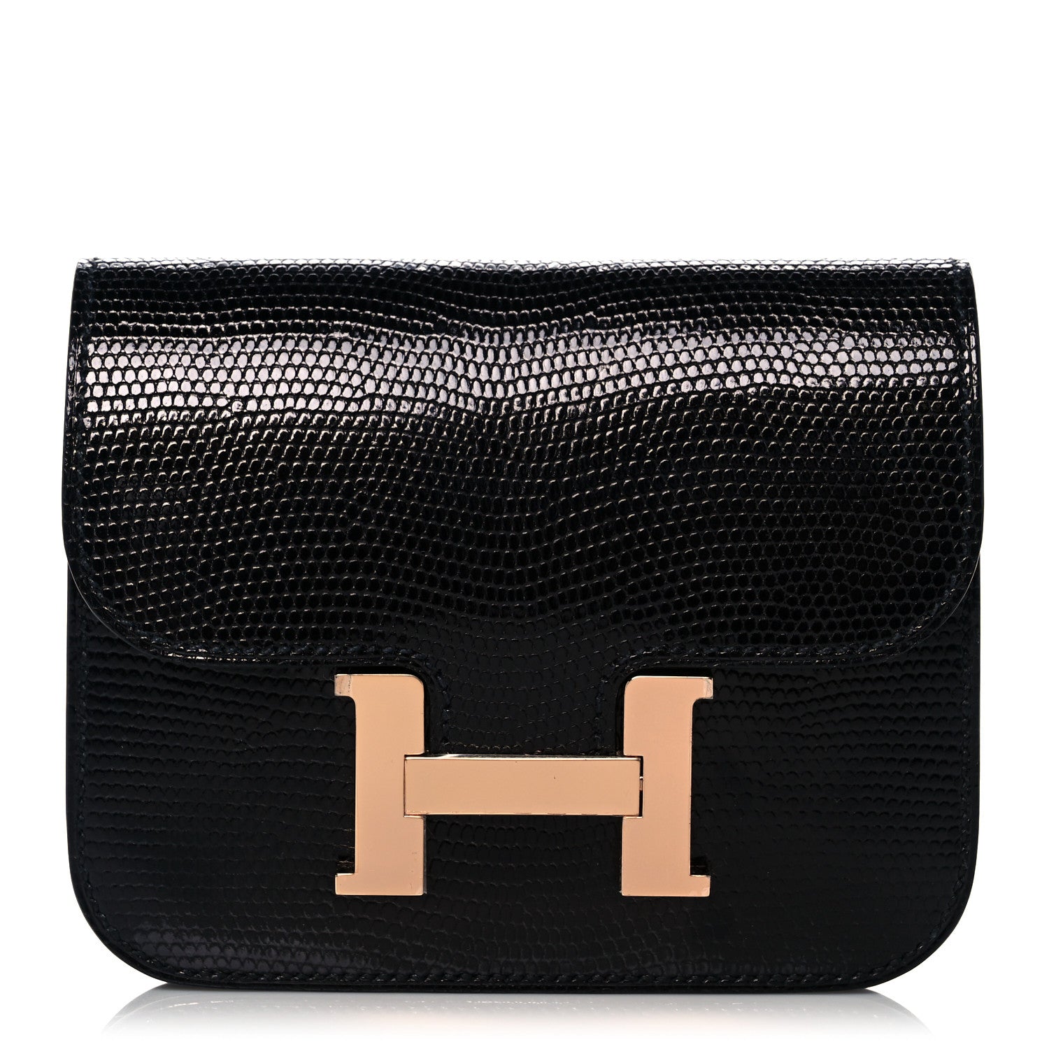Hermes Lizard Constance Slim Wallet Black 1 of 8