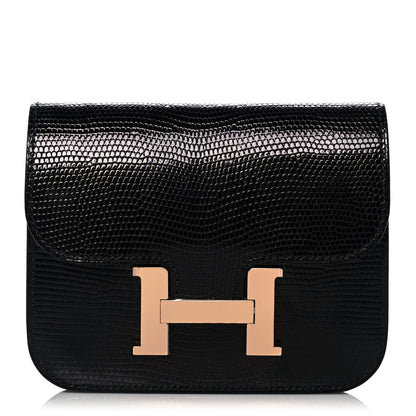 Hermes Lizard Constance Slim Wallet Black 1 of 8