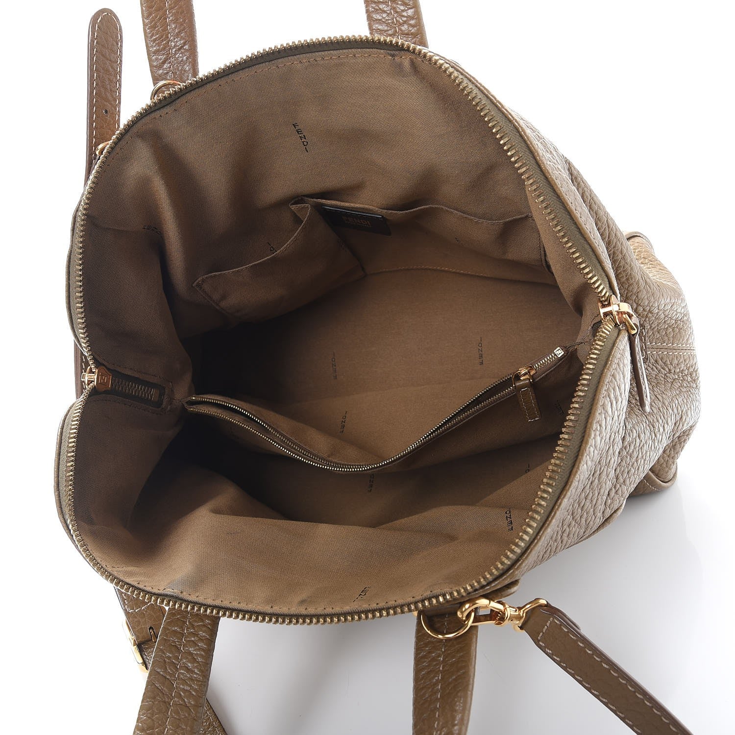 Fendi Pebbled Calfskin Large Chameleon Tote Brown 5 of 9