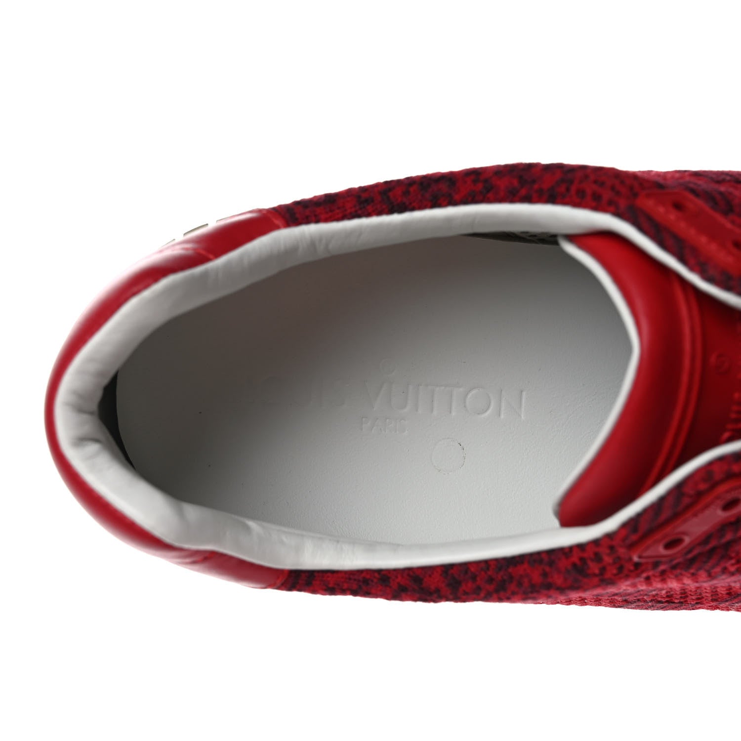 Louis Vuitton Fabric Calfskin Damier Mens Run Away Sneakers 12 Red 8 of 9