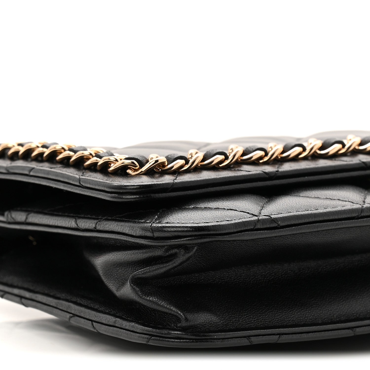 Chanel Lambskin Quilted Chain Around Wallet On Chain WOC Black 10 of 11