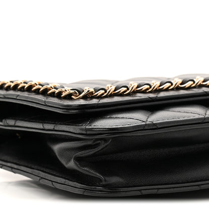 Chanel Lambskin Quilted Chain Around Wallet On Chain WOC Black 10 of 11