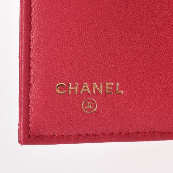 Lambskin Quilted Compact Boy Wallet Fuchsia