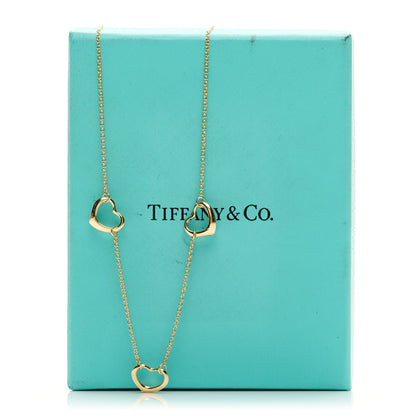 Tiffany 18K Yellow Gold Elsa Peretti 3 Open Heart Station Necklace 5 of 5