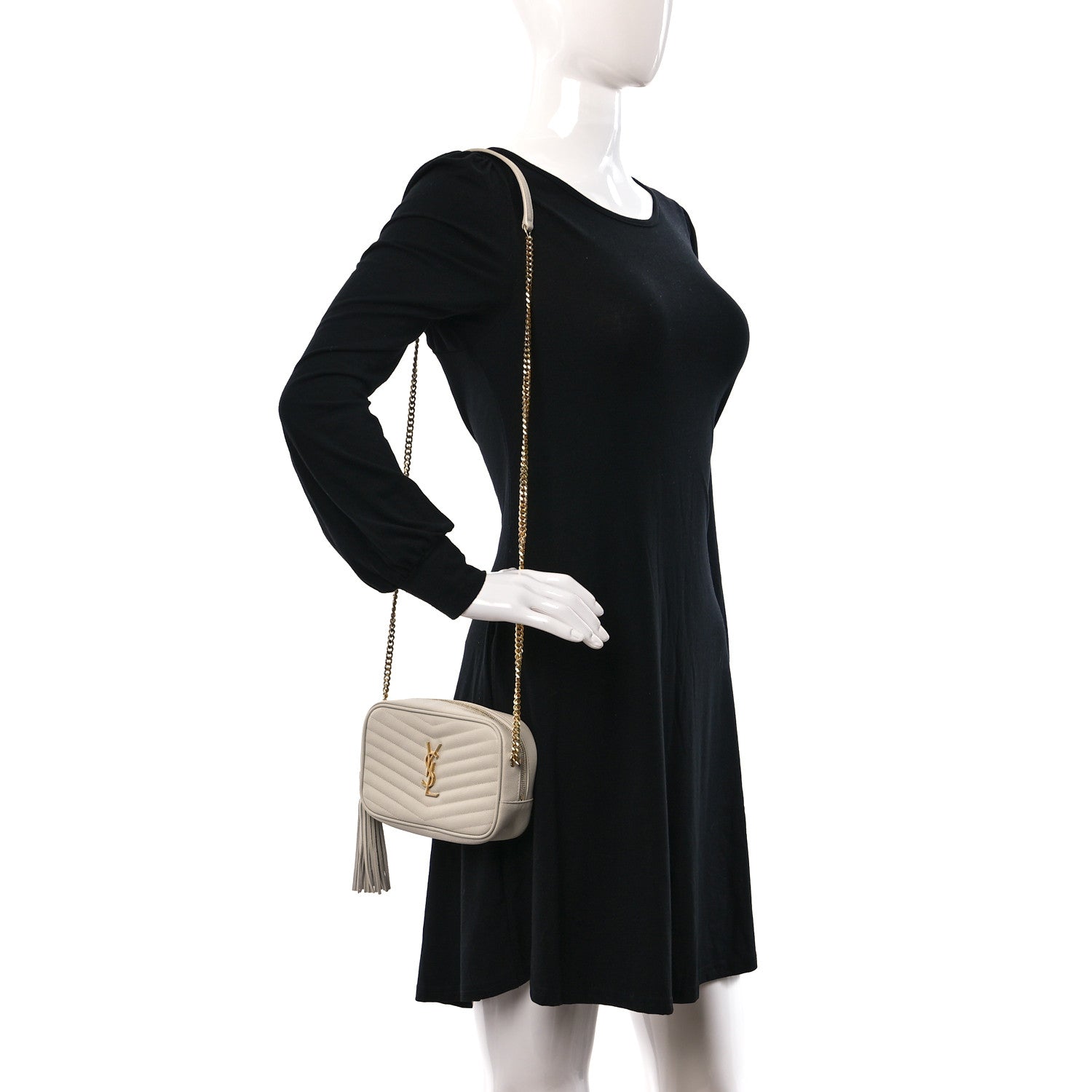 Saint Laurent Grain De Poudre Matelasse Monogram Mini Lou Camera Bag Crema Soft 2 of 10
