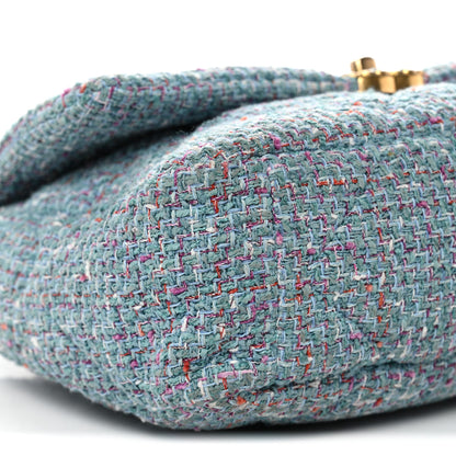 Chanel Tweed Quilted Large Chanel 19 Flap Blue Multicolor 9 of 12