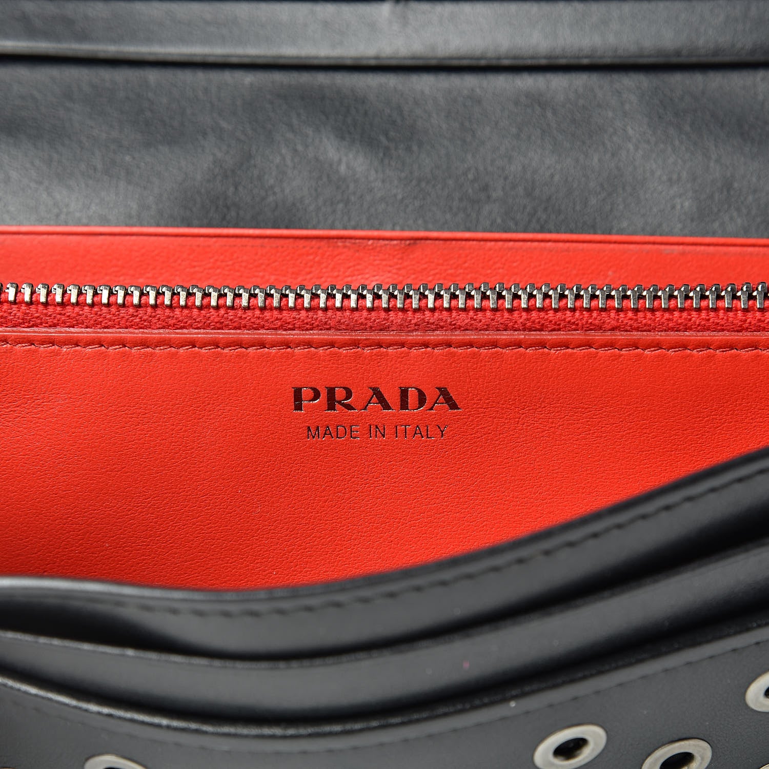 Prada Calfskin Studded Rings Continental Flap Wallet Black 7 of 12