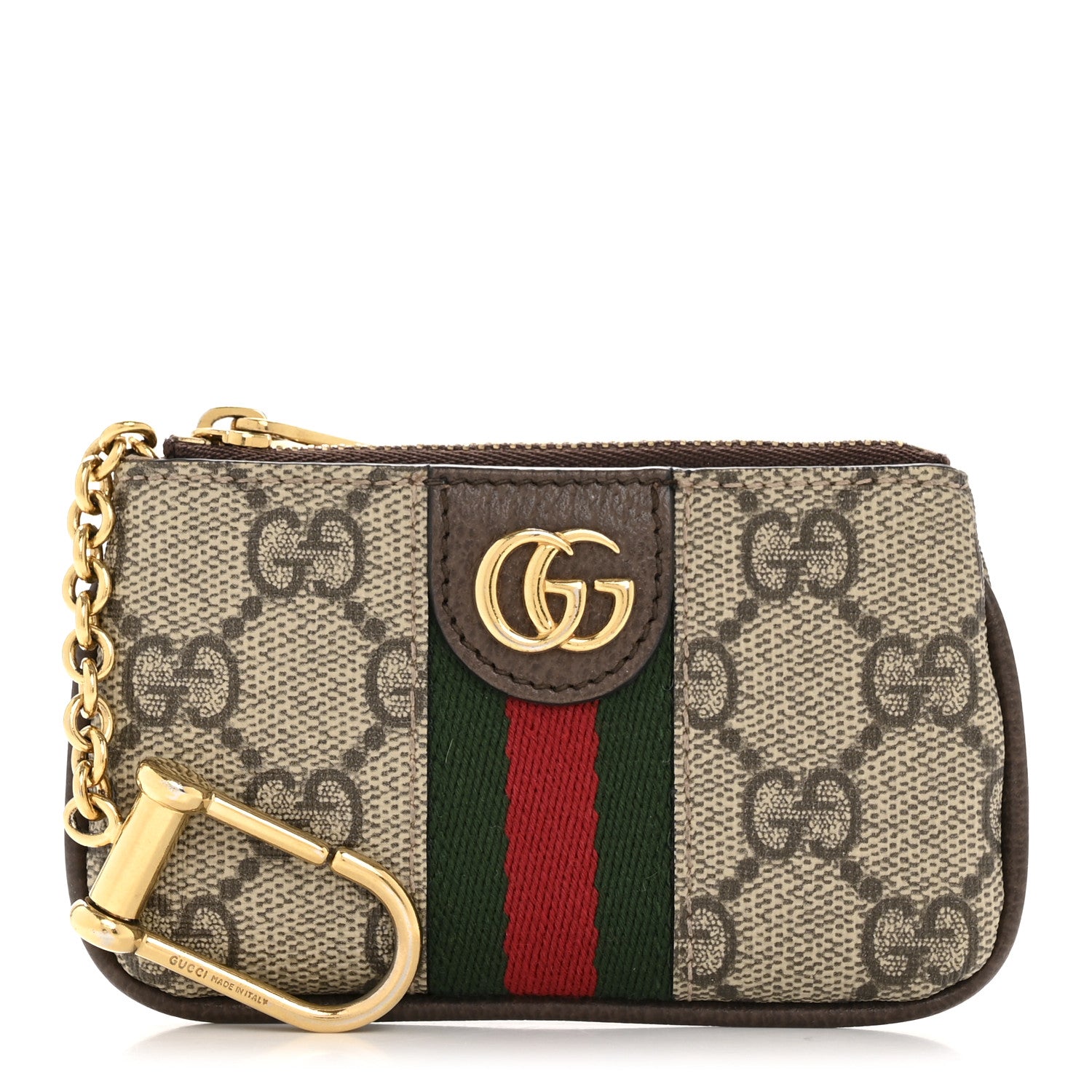 Gucci GG Supreme Monogram Web Ophidia Key Case Beige New Acero 1 of 8