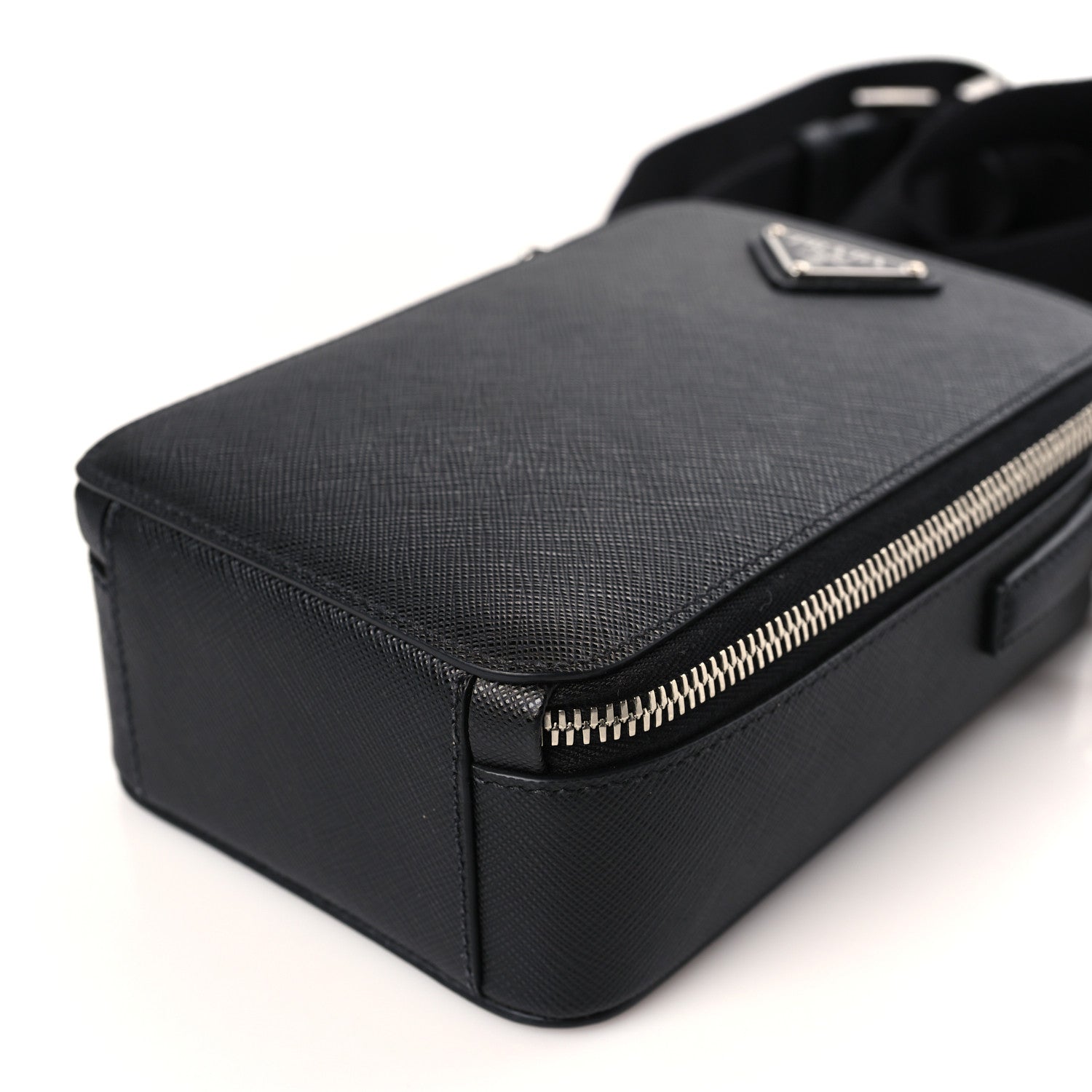 Prada Saffiano Travel Brique Crossbody Messenger Bag Black 8 of 8