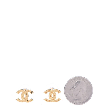 Chanel Metal CC Paris Button Stud Earrings Gold 2 of 5