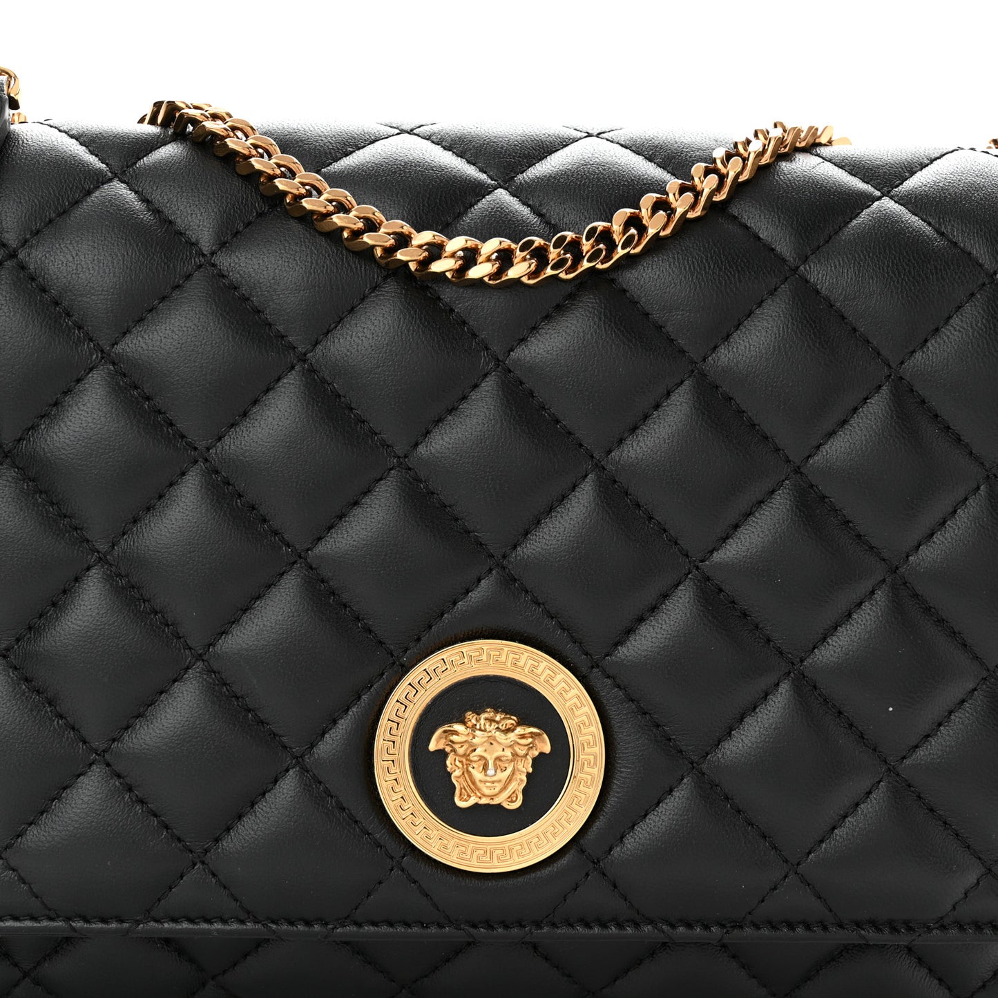 Nappa Quilted La Medusa Chain Crossbody Black