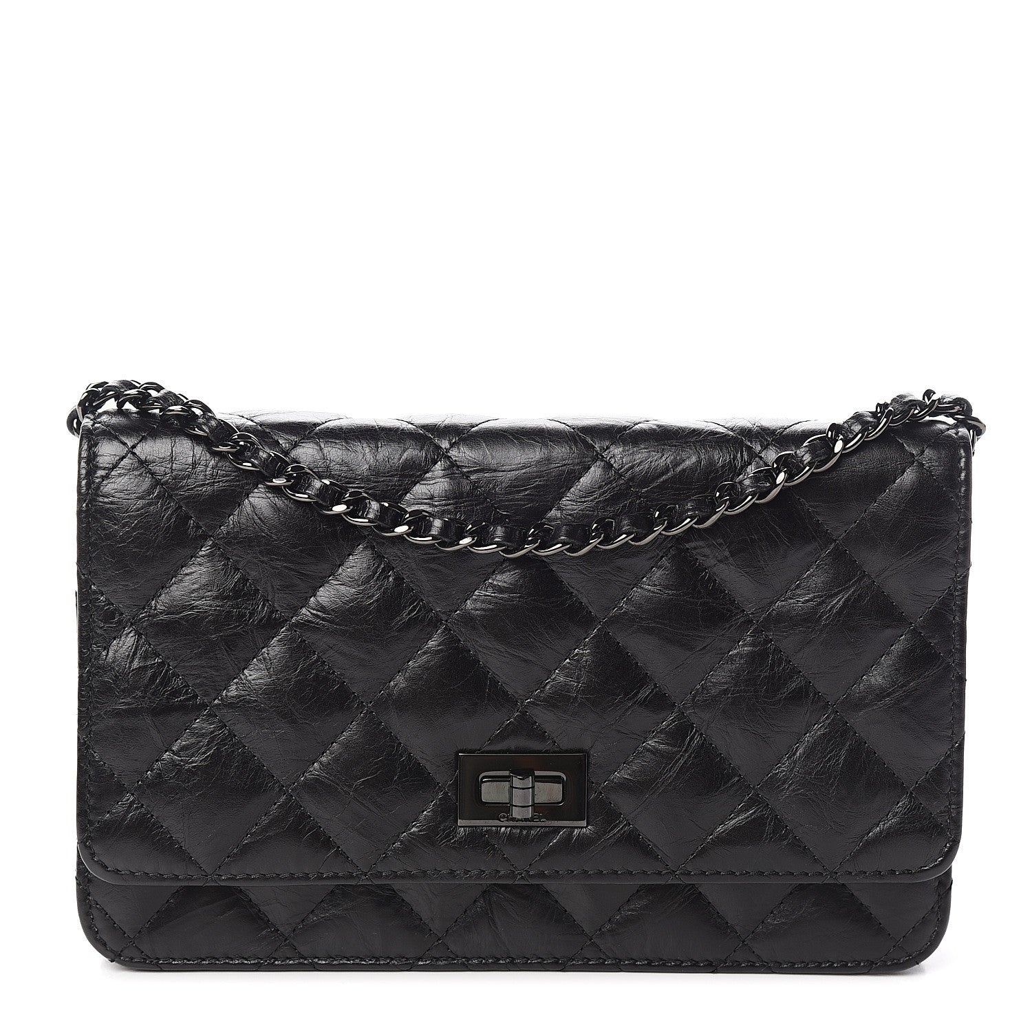 Chanel Aged Calfskin Quilted Reissue Wallet On Chain WOC So Black 1 of 12