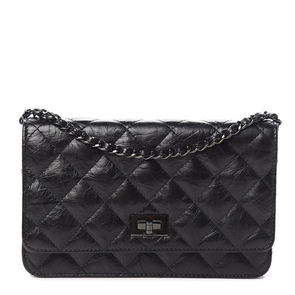 Chanel Aged Calfskin Quilted Reissue Wallet On Chain WOC So Black 1 of 12