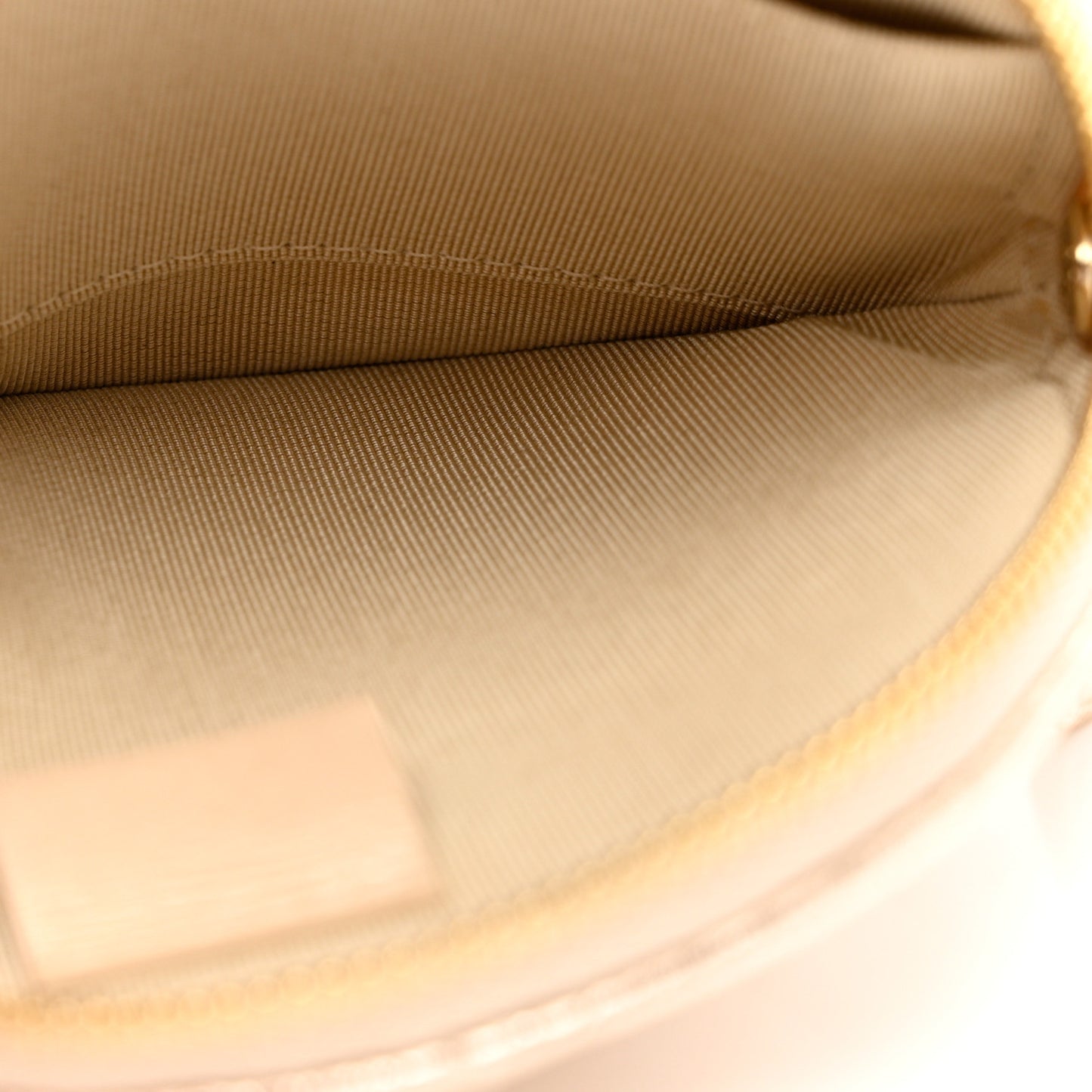 Metallic Lambskin Quilted Round Clip On Coin Purse Gold
