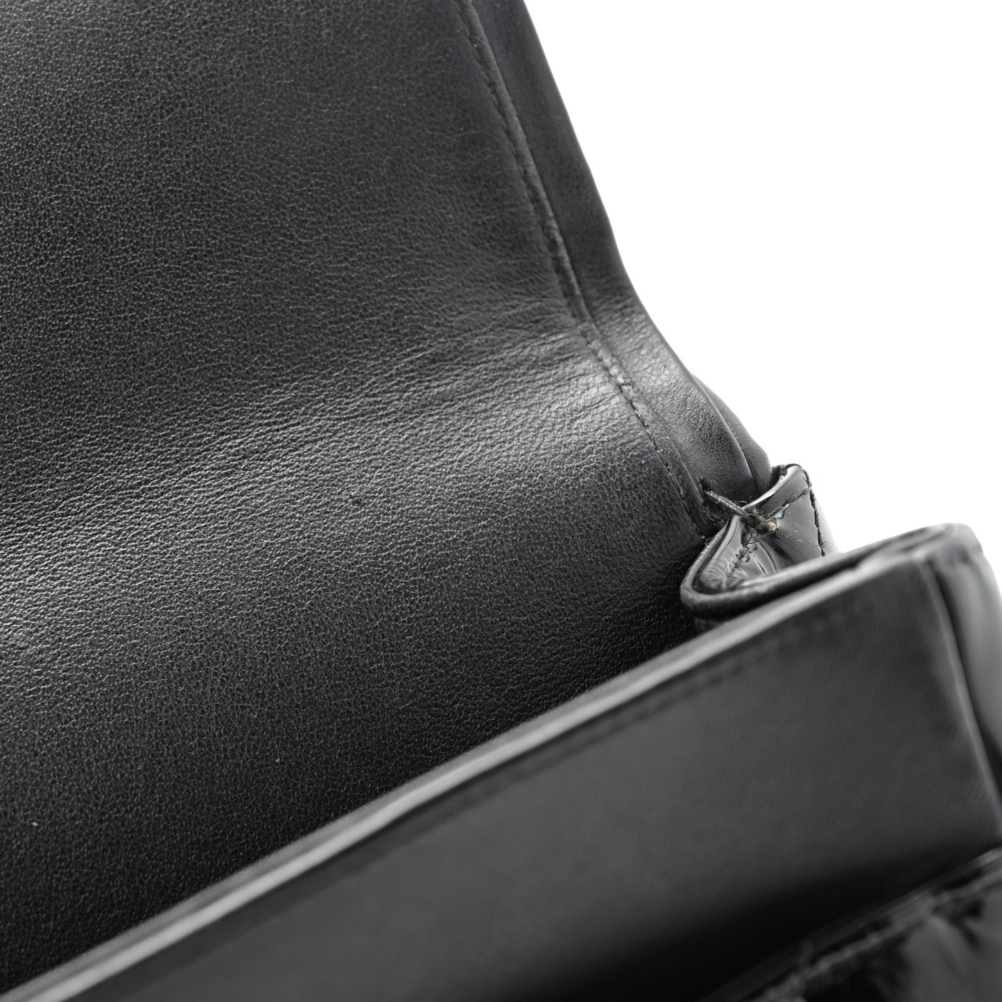 Patent Quilted Jumbo Double Flap Black