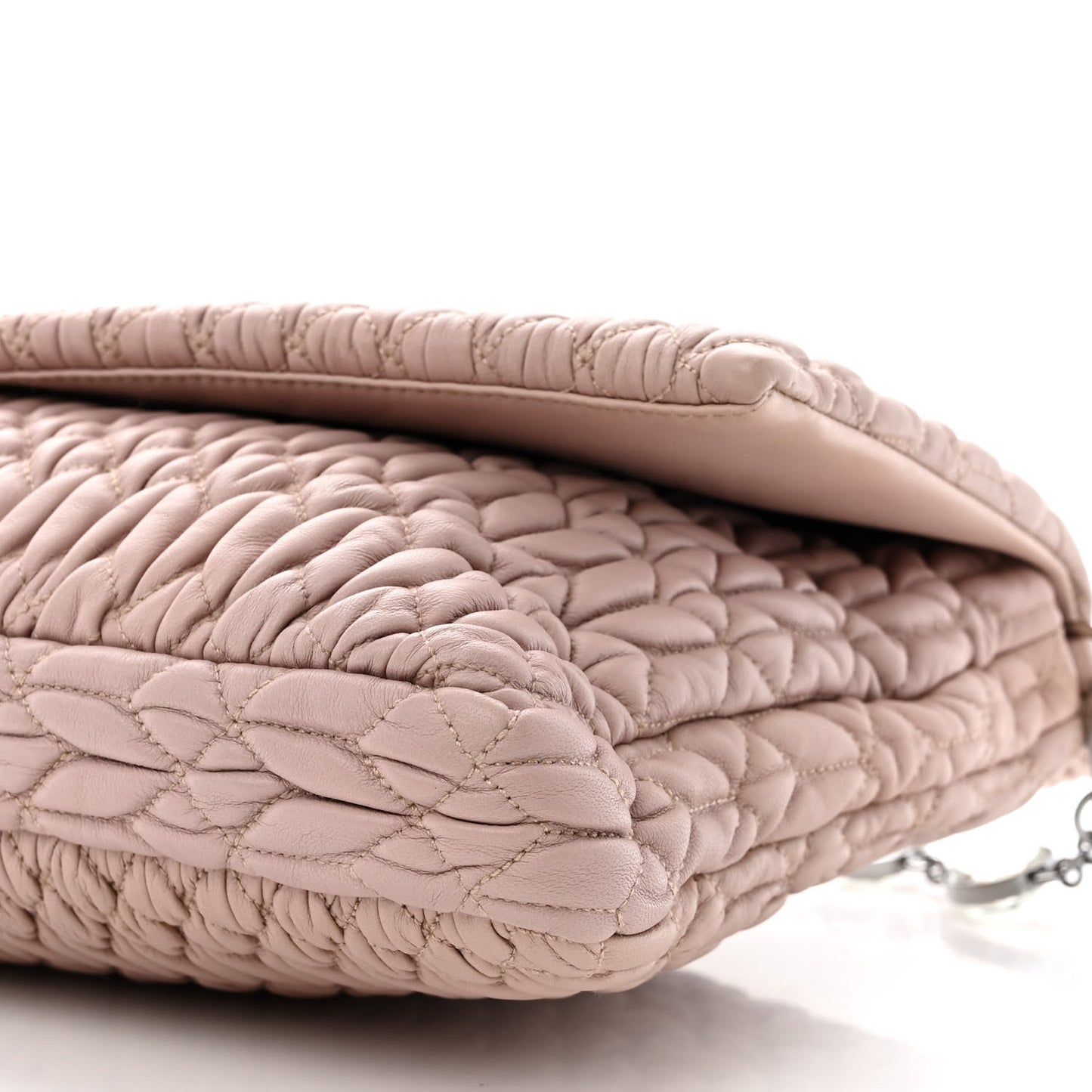 Nappa Matelasse Crystal Flap Clutch Cammeo