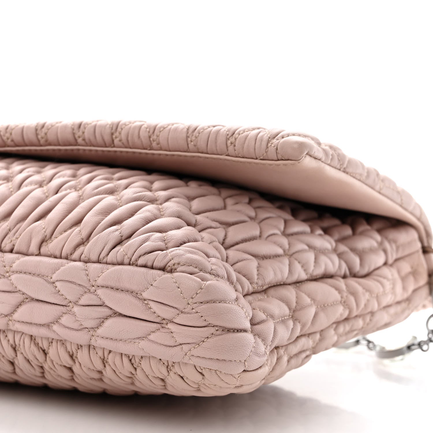 Miu Miu Nappa Matelasse Crystal Flap Clutch Cammeo 11 of 11