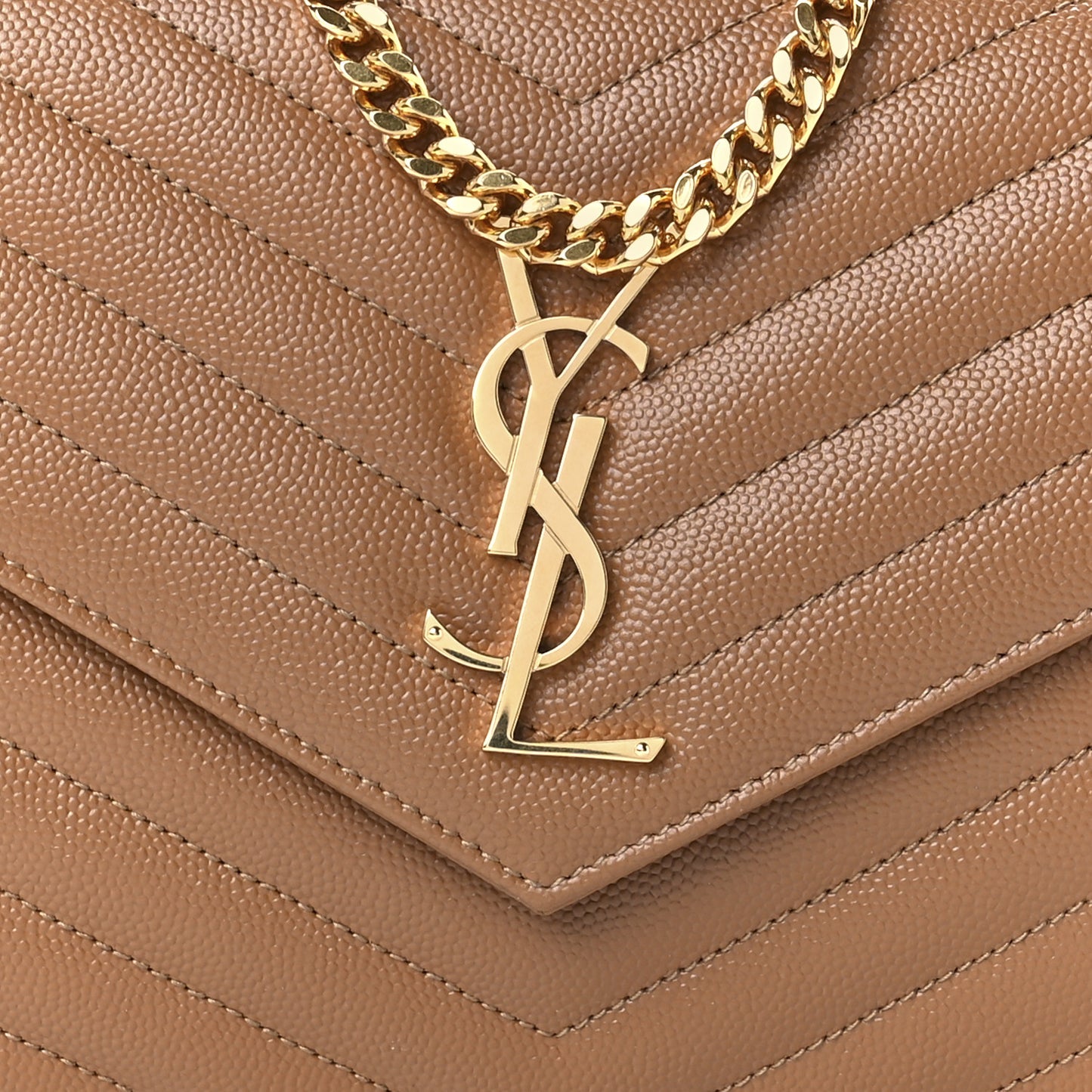 Grain De Poudre Matelasse Chevron Monogram Chain Wallet Dune