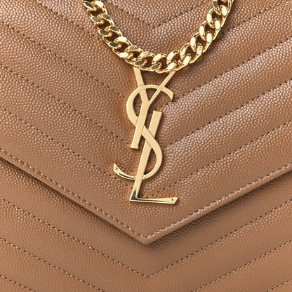 Saint Laurent Grain De Poudre Matelasse Chevron Monogram Chain Wallet Dune 8 of 9