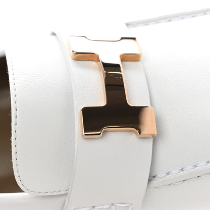 Hermes Calfskin Womens Dauphine 70 Moccasin Loafers 37.5 White 10 of 10