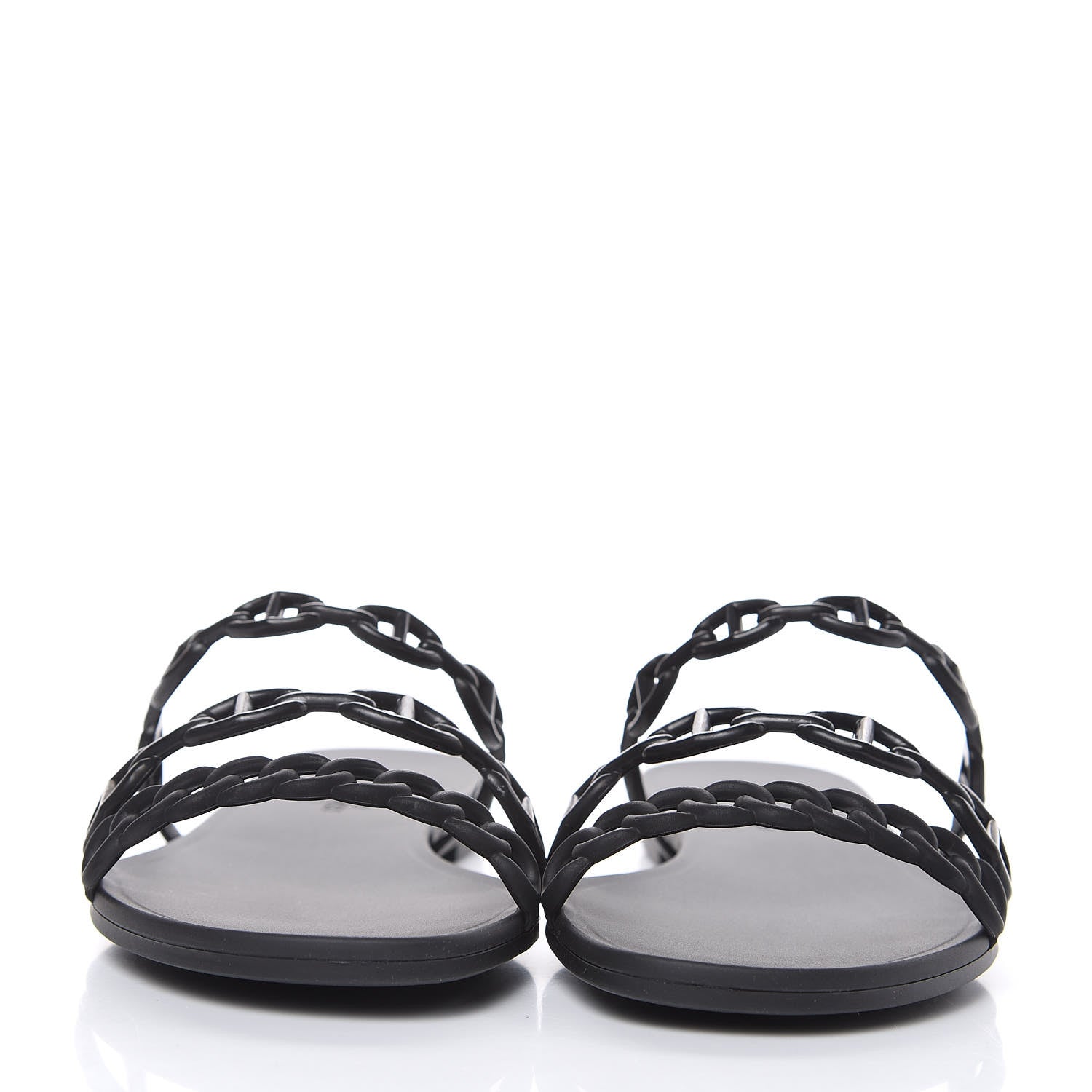 Hermes Rubber Chaine d'Ancre Rivage Sandals 39 Black 2 of 8