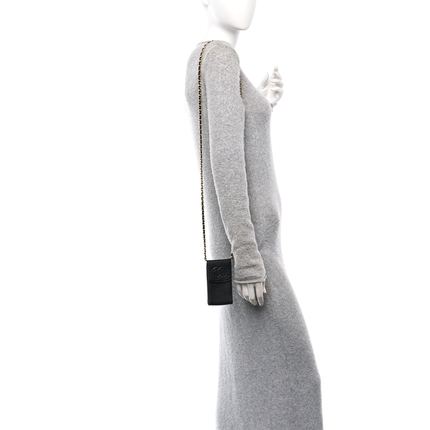 Caviar CC Phone Holder Crossbody Black