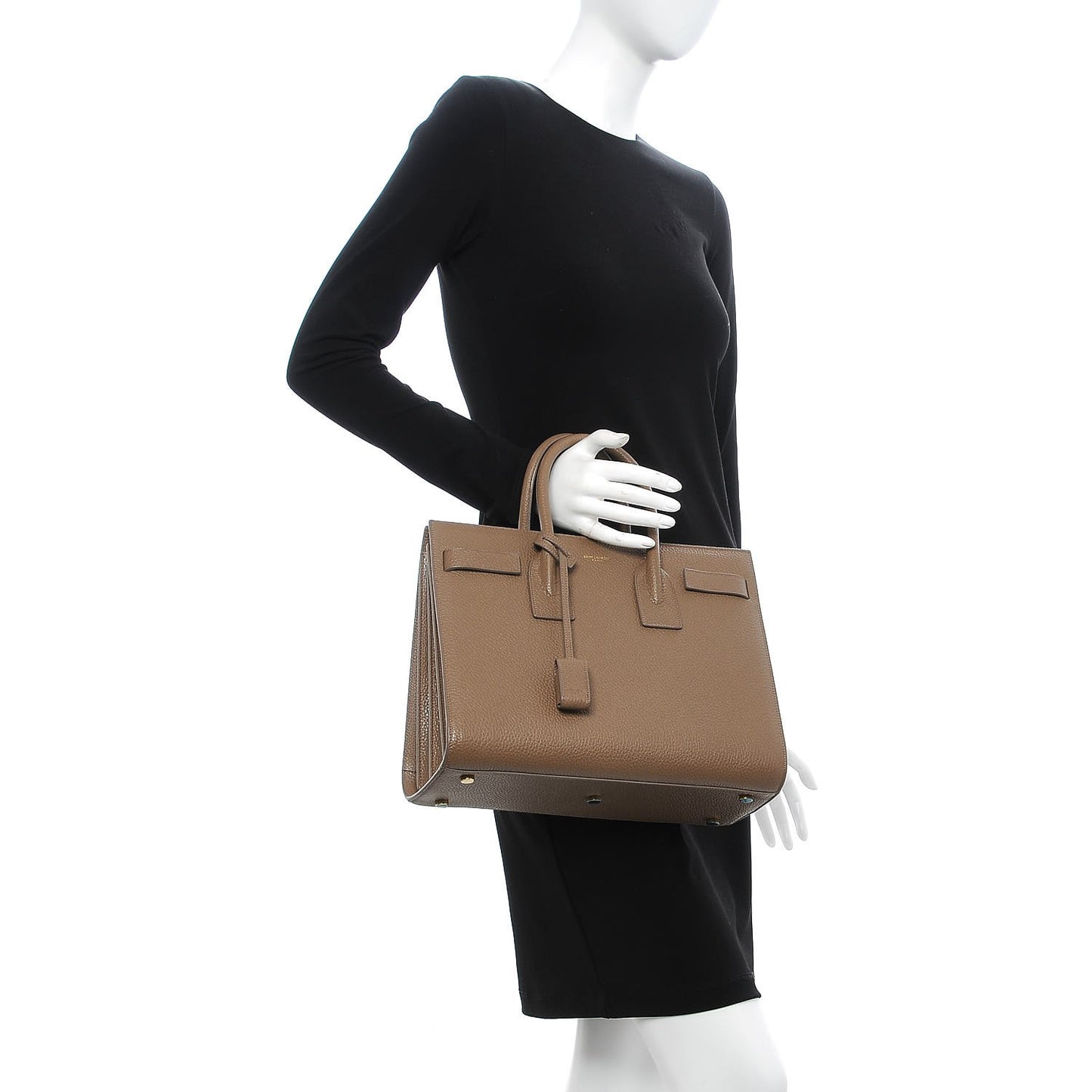 Grained Calfskin Small Sac De Jour Taupe