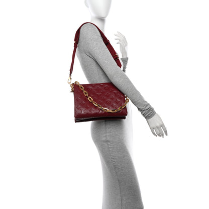 Louis Vuitton Lambskin Embossed Monogram Coussin PM Wine 2 of 10