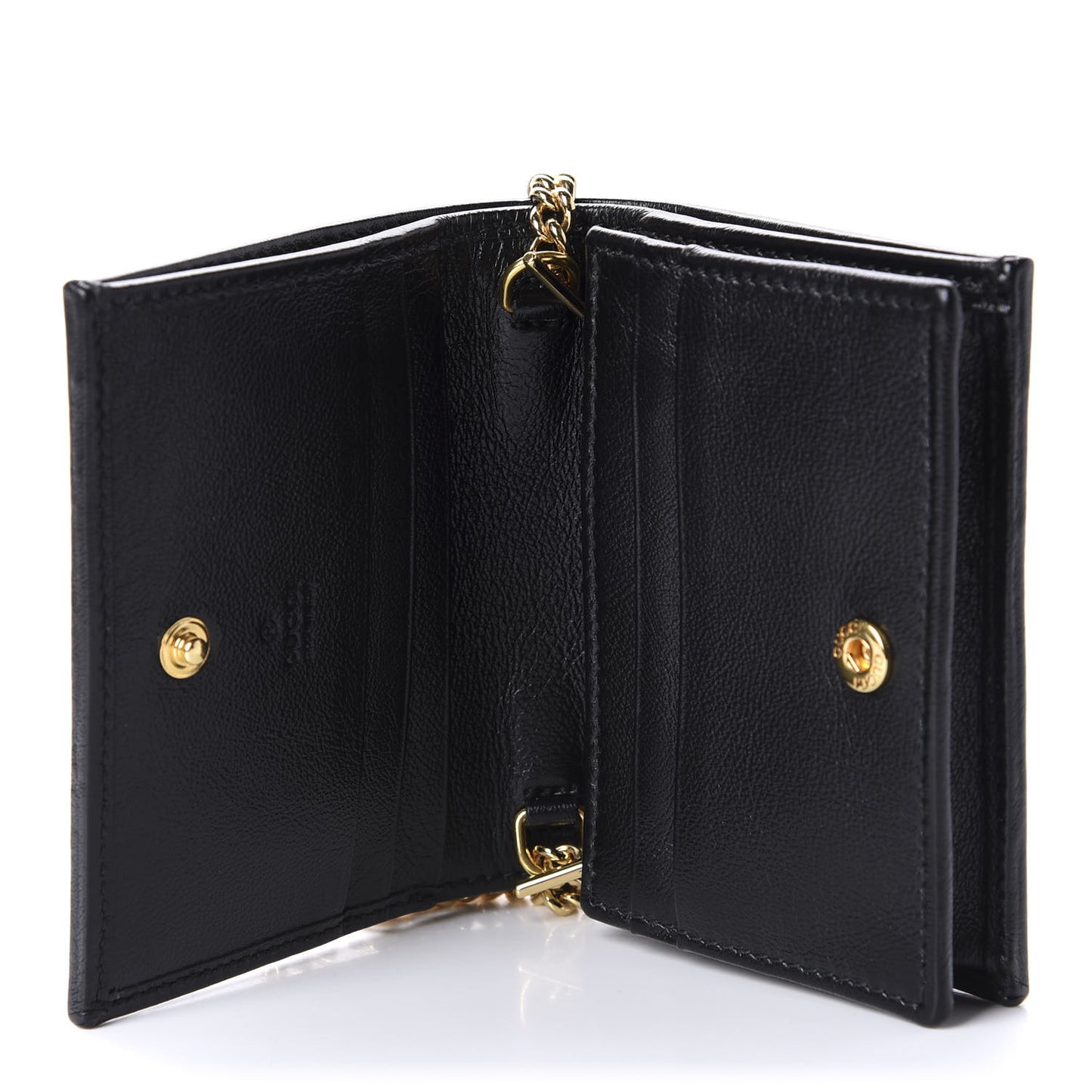 Calfskin Web Rajah Chain Card Case Wallet Black