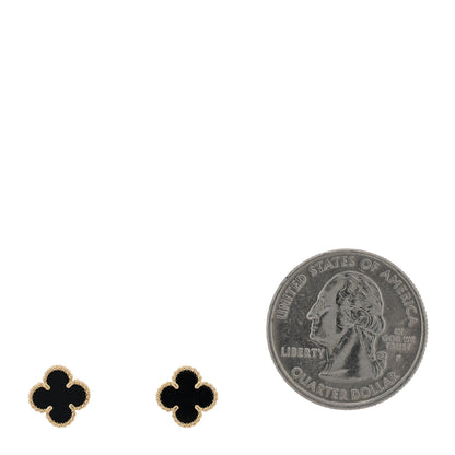 Van Cleef & Arpels 18K Yellow Gold Black Onyx Sweet Alhambra Earrings 2 of 4