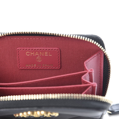 Chanel Shiny Goatskin Quilted Chanel 19 Zip Around Coin Purse Wallet Black 6 of 8