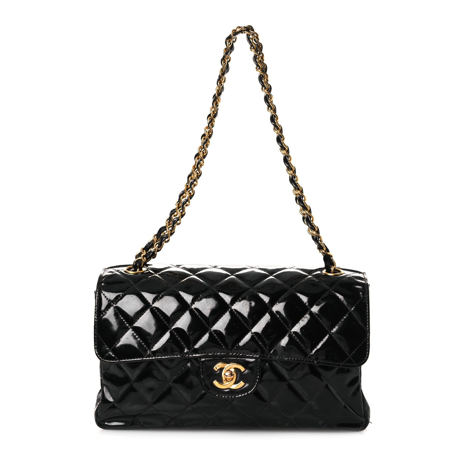 Chanel Patent Quilted Medium Double Sided Flap Black 1 of 17