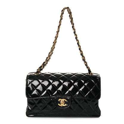 Chanel Patent Quilted Medium Double Sided Flap Black 1 of 17