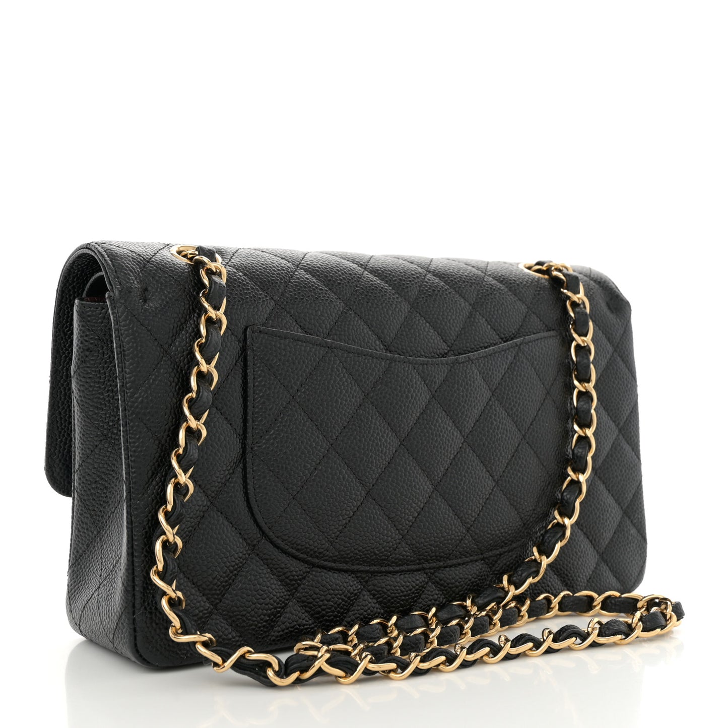 Caviar Quilted Medium Double Flap Black